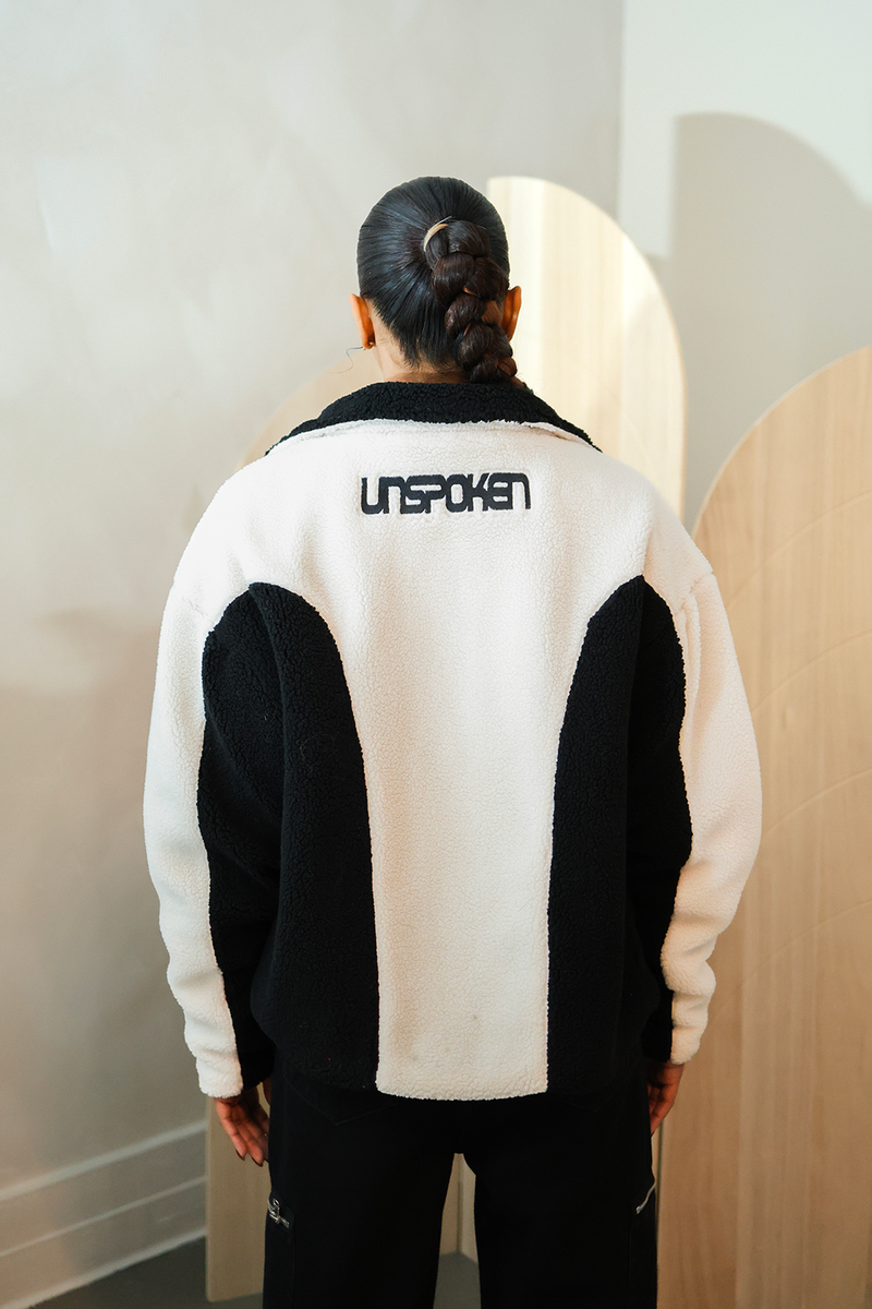 SHERPA FLEECE JACKET (CREAM/BLACK)